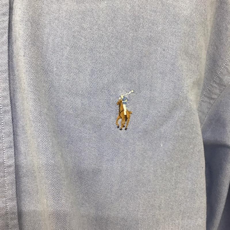 ラルフローレン RALPHLAUREN シャツ、ブラウス 長袖 長袖シャツ カラーシャツ ポケットシャツ 長袖カットソー ボタンダウンシャツ ロゴ、文字 水色 / ライトブルー /  メンズ USED 古着 中古 10110953