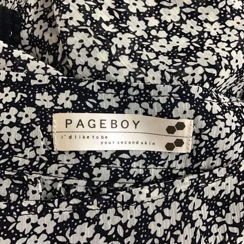 ページボーイ PAGEBOY ワンピース ミニスカート チュニック ドロスト M 花柄 黒 / ブラック / X ベージュ / ベージュ / レディース USED 古着 中古 10114071