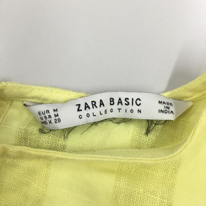 ザラ ZARA カットソー 半袖 7521 097 300 袖フリル M ストライプ 黄 / イエロー /  レディース USED 古着 中古 10107462