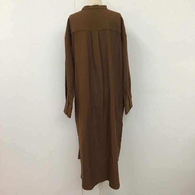 ローリーズファーム LOWRYS FARM ワンピース ロングスカート LF719028TS 長袖シャツワンピース ノーカラーシャツ ロングワンピース FREE 無地 茶 / ブラウン / レディース USED 古着 中古 10110246