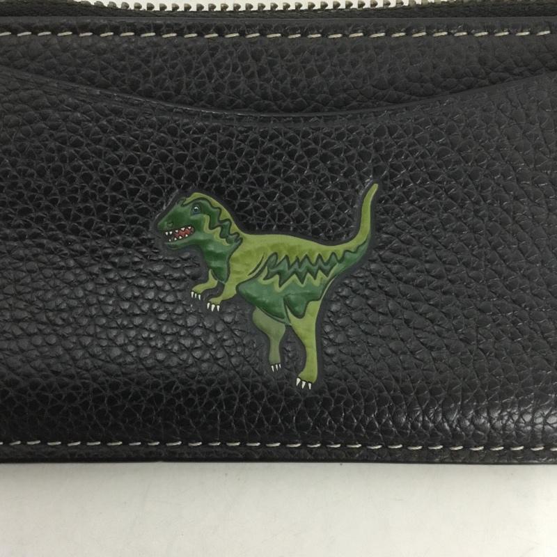 コーチ COACH カードケース カードケース ジップカードケース レキシー 恐竜 ワンポイント 黒 / ブラック / メンズ USED 古着 中古 10137150