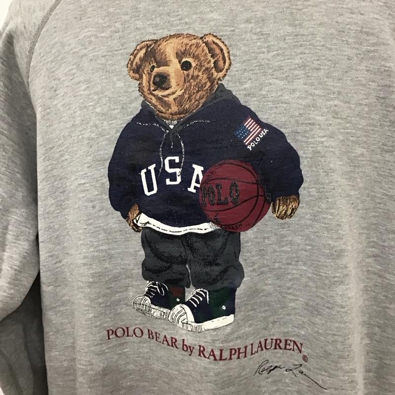 ポロバイラルフローレン Polo by RALPH LAUREN トレーナー 長袖 ポロベア スウェット 裏起毛 M プリント 灰 / グレー / メンズ USED 古着 中古 10110963