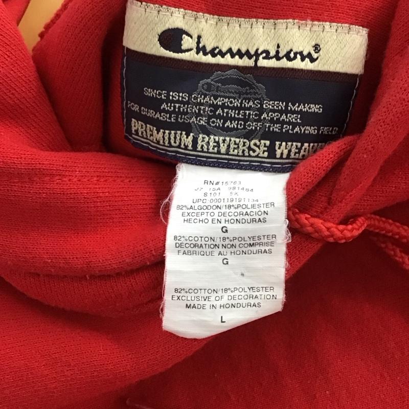 チャンピオン Champion パーカー 長袖 長袖パーカー プルオーバーパーカー スウェット L プリント 赤 / レッド / メンズ USED 古着 中古 10136629