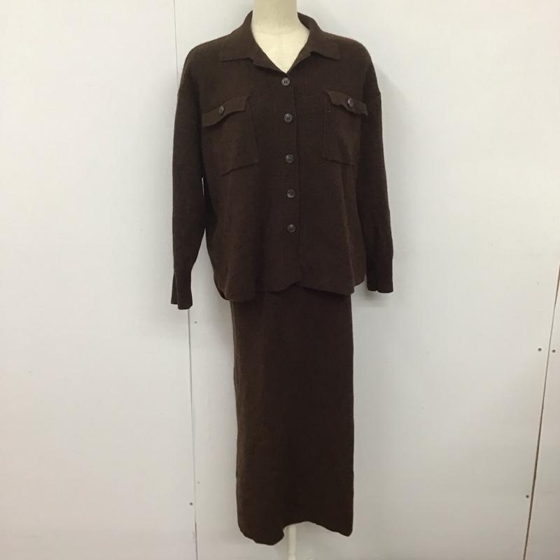 ローリーズファーム LOWRYS FARM セットアップ セットアップ ニット FREE 無地 茶 / ブラウン / レディース USED 古着 中古 10128215