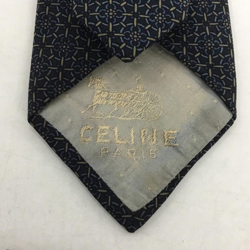 セリーヌ CELINE ネクタイ ネクタイ シルク 総柄 紺 / ネイビー / メンズ USED 古着 中古 10128829