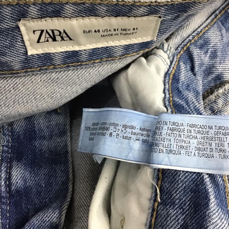 ザラ ZARA パンツ デニム、ジーンズ デニムパンツ ワイドパンツ カジュアルパンツ 40 ダメージ加工 インディゴ / インディゴ / メンズ USED 古着 中古 10144502