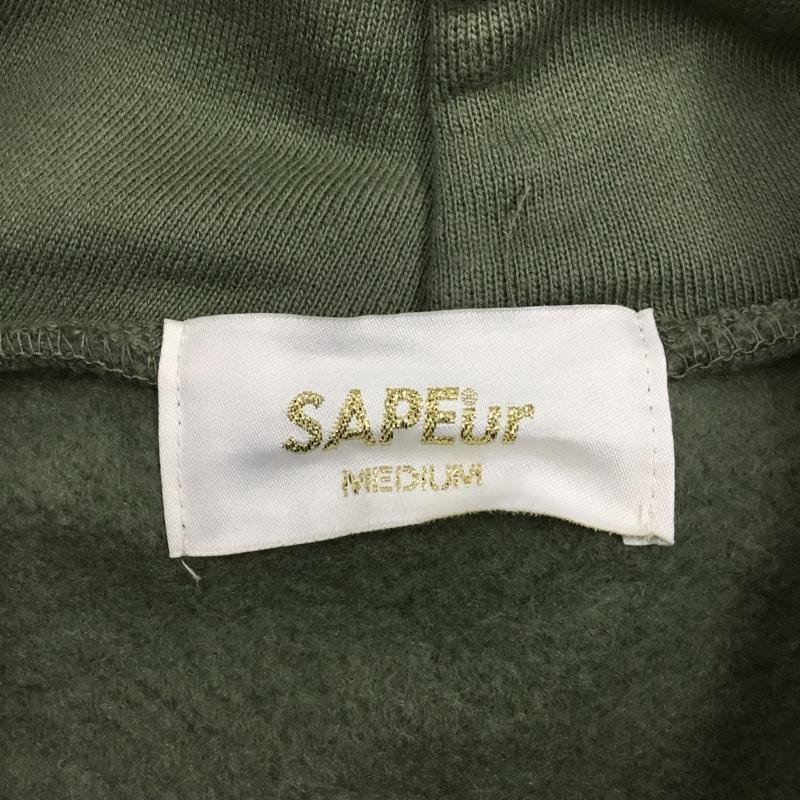 サプール SAPEur パーカー 長袖 長袖パーカー フード付きパーカー 刺繍スウェット トレーナー M ロゴ、文字 カーキ / カーキ / メンズ USED 古着 中古 10109295