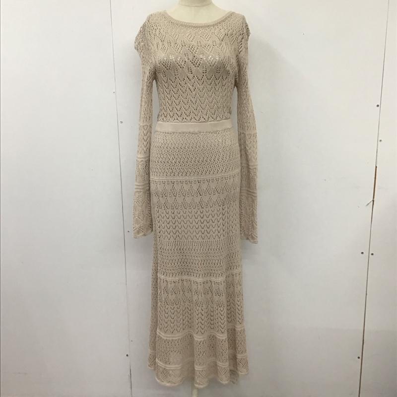 グレイル GRL ワンピース ロングスカート RUT326 ペチコート付き透かし編みニットワンピース 長袖ロングワンピース M 総柄 ベージュ / ベージュ / レディース USED 古着 中古 10116944