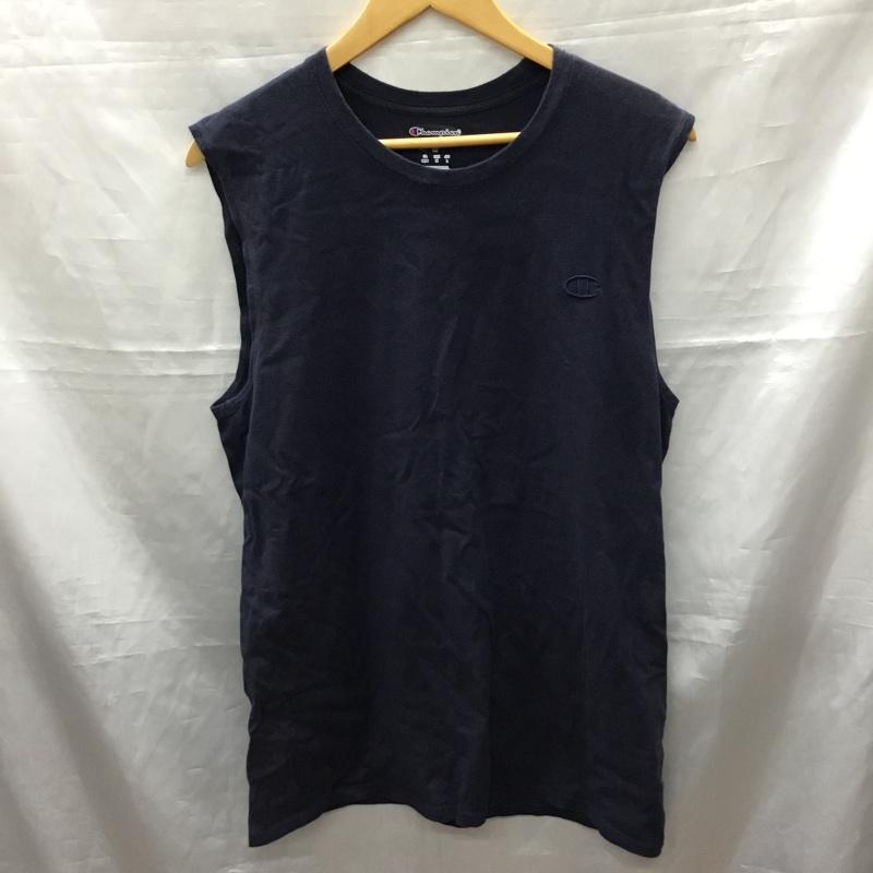 チャンピオン Champion タンクトップ タンクトップ T0222 ノースリーブ L ワンポイント 紺 / ネイビー / メンズ USED 古着 中古 10117765