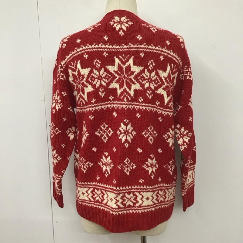 トミーヒルフィガー TOMMY HILFIGER ニット、セーター 長袖 90年代 雪 XS 総柄 赤 / レッド / X アイボリー / アイボリー / メンズ USED 古着 中古 10109934