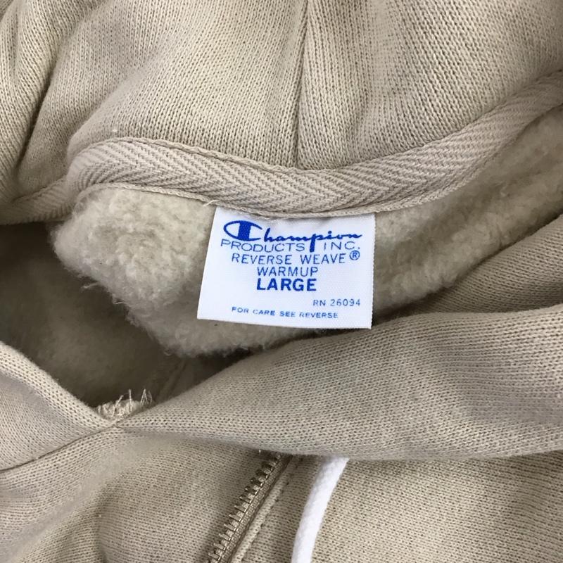 チャンピオン Champion パーカー 長袖 CW-S103 リバースウィーブ 11.5oz ハーフジップ フーディー L ワンポイント ベージュ / ベージュ / レディース USED 古着 中古 10121868