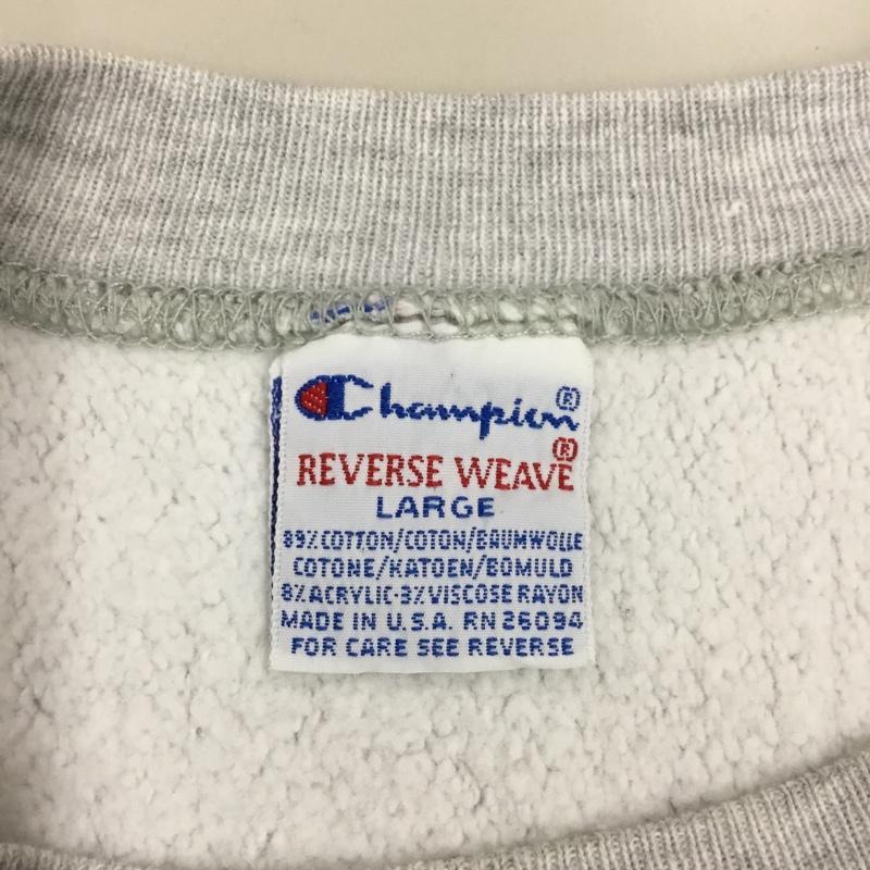 チャンピオン Champion トレーナー 長袖 長袖トレーナー スウェット クルーネック リブスウェットカットソー 90s L ロゴ、文字 灰 / グレー /  メンズ USED 古着 中古 10119420