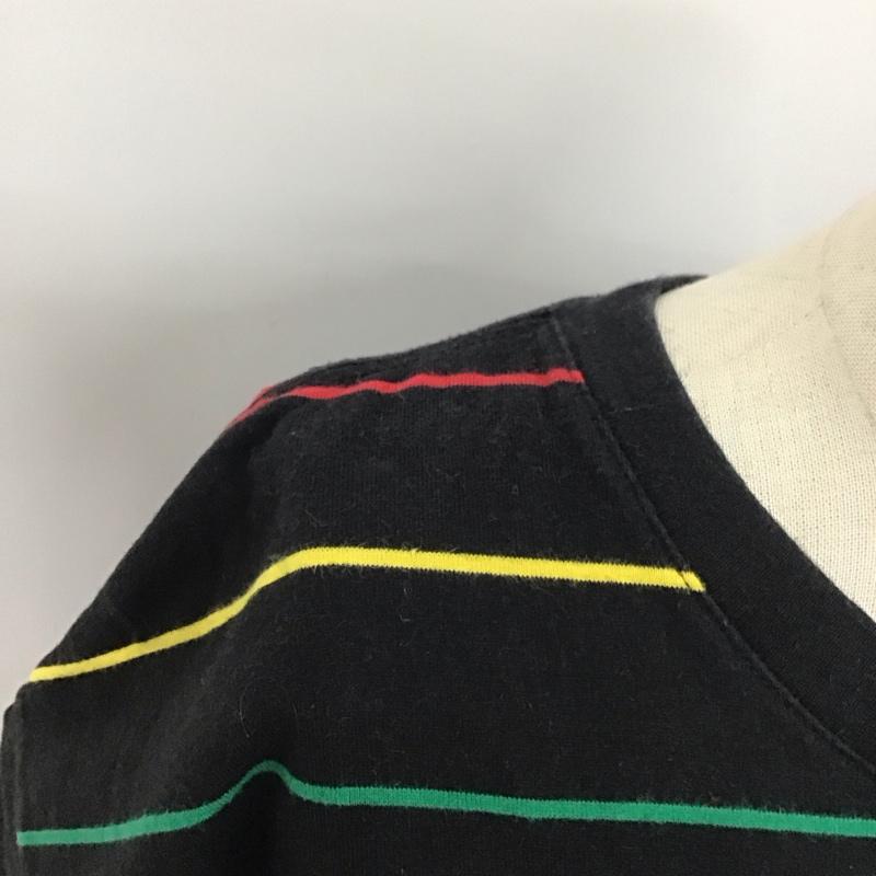 エックスガール X-girl ワンピース ひざ丈スカート 105201041011 MULTI STRIPED HS TEE DRESS マルチボーダー カットソー M ロゴ、文字 黒 / ブラック / レディース USED 古着 中古 10116190