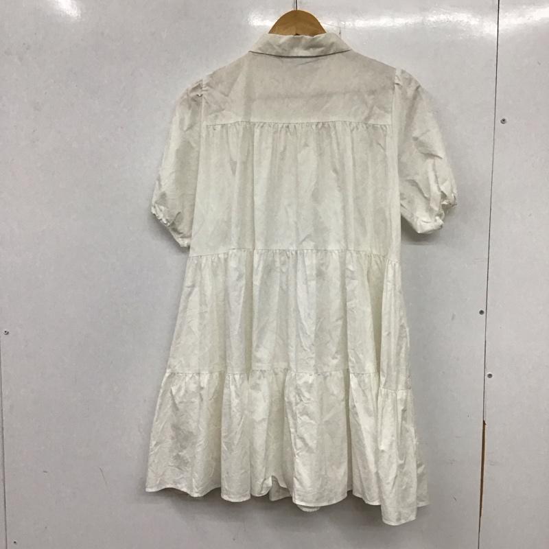 ザラ ZARA ワンピース ミニスカート 半袖ワンピース フレアスカート カラーネック シャツワンピース M 無地 白 / ホワイト / レディース USED 古着 中古 10136747