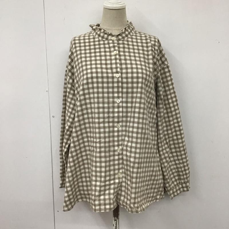 サマンサモスモス Samansa Mos2 シャツ、ブラウス 長袖 1711531 ギンガムチェック襟フリルブラウス FREE チェック 白 / ホワイト / X 茶 / ブラウン / レディース USED 古着 中古 10112368