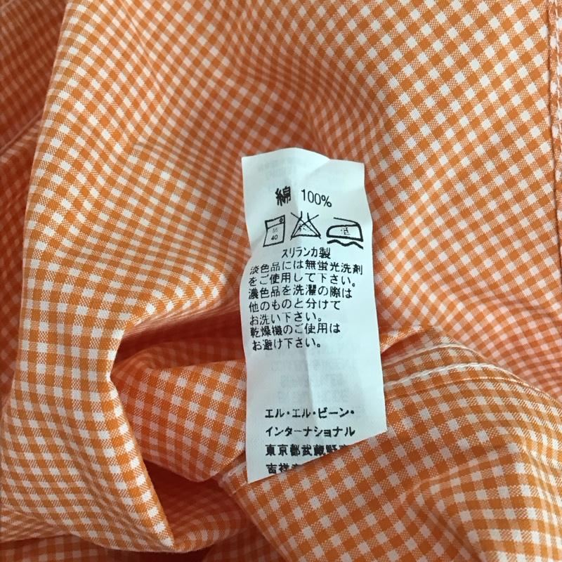 エルエルビーン L.L.Bean シャツ、ブラウス 半袖 ボタンダウン 胸ポケット S チェック 白 / ホワイト / X 橙 / オレンジ / メンズ USED 古着 中古 10111864