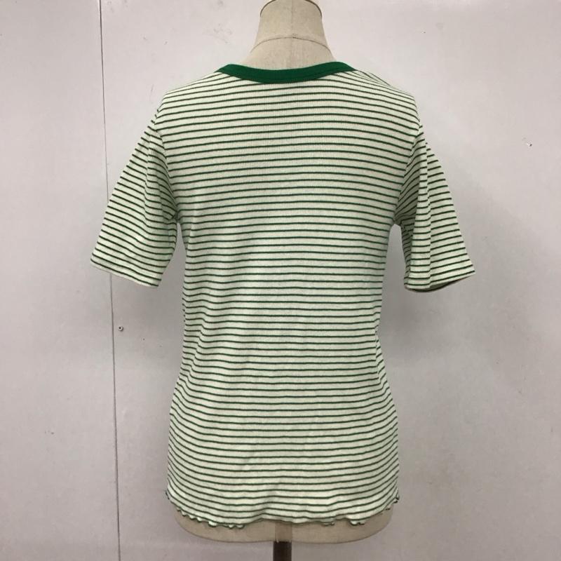 フリークスストア FREAK S STORE カーディガン 半袖 222-3292 リブ カットソー 2WAY 前後着 FREE ボーダー柄 白 / ホワイト / X 緑 / グリーン / レディース USED 古着 中古 10117394