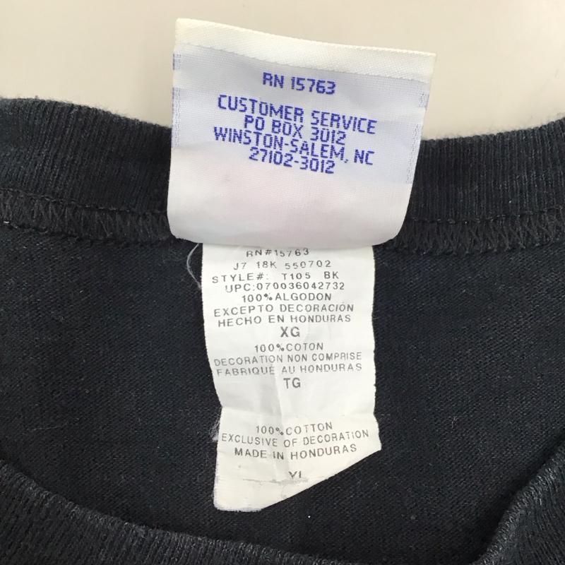 チャンピオン Champion Tシャツ 半袖 半袖カットソー プリントTシャツ クルーネックカットソー XL ロゴ、文字 黒 / ブラック / メンズ USED 古着 中古 10120497