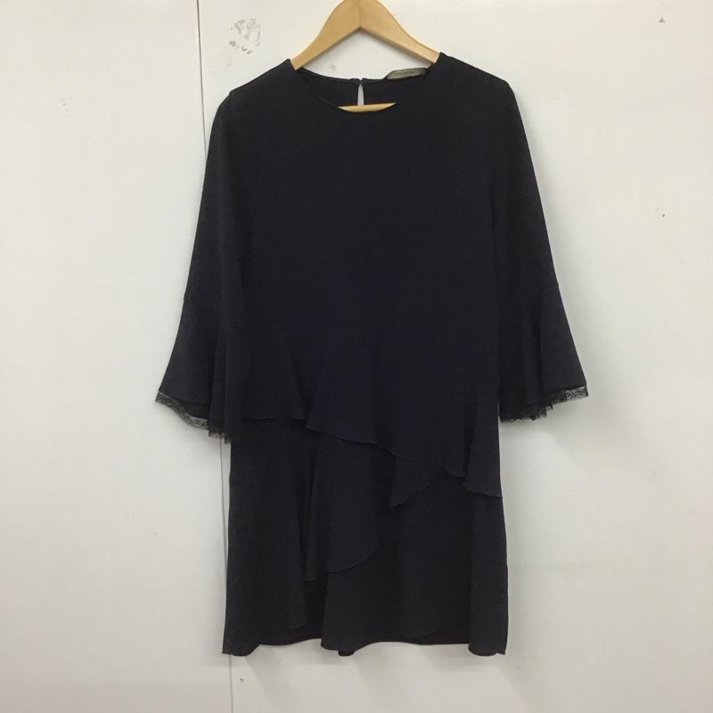 ザラ ZARA チュニック 七分袖 M 無地 紺 / ネイビー / レディース USED 古着 中古 10124805