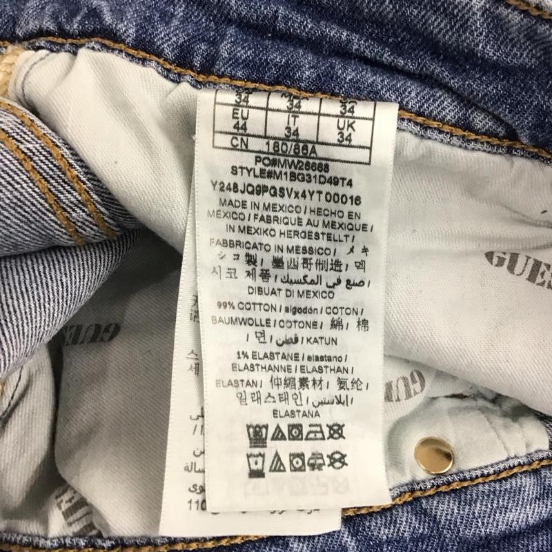 ゲス Guess パンツ デニム、ジーンズ デニムパンツ スリムパンツ ストレッチパンツ ジーンズ 34 ロゴ、文字 インディゴ / インディゴ / メンズ USED 古着 中古 10119453