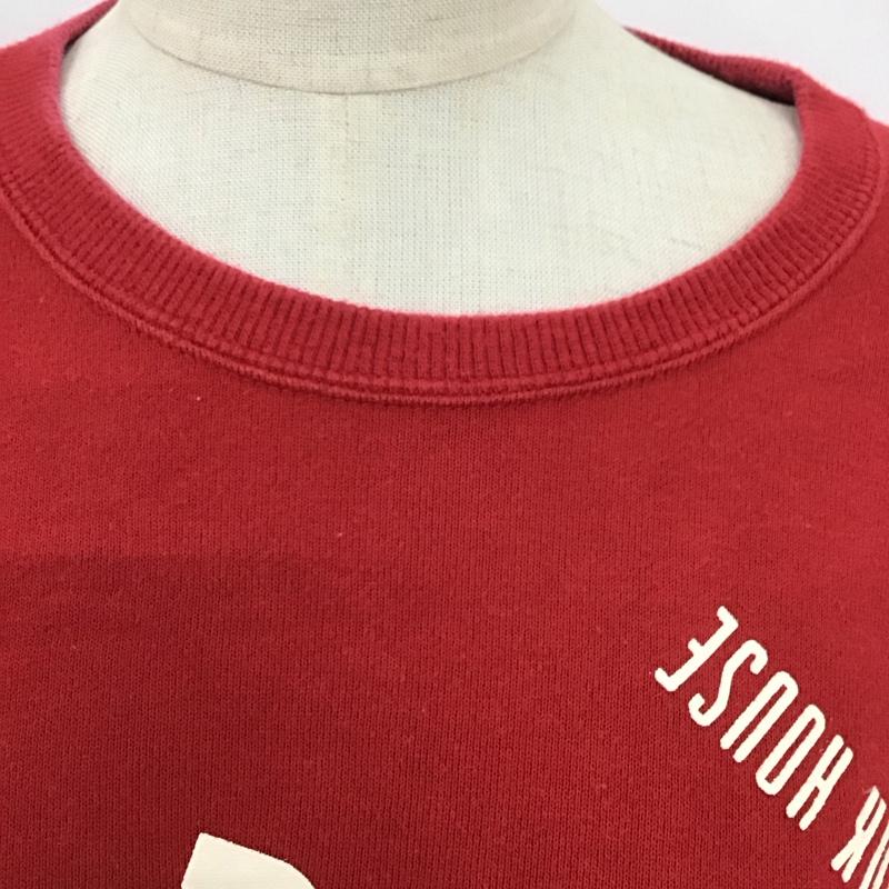 ピンクハウス PINK HOUSE トレーナー 長袖 長袖トレーナー スウェット クルーネック リブスウェットカットソー L ロゴ、文字 赤 / レッド / レディース USED 古着 中古 10117318