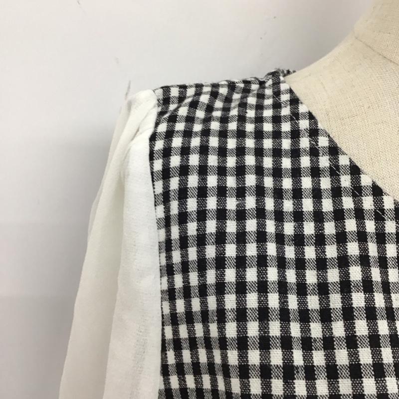 ページボーイ PAGEBOY カットソー 七分袖 FREE 無地 X チェック 白 / ホワイト / X 黒 / ブラック /  レディース USED 古着 中古 10114002