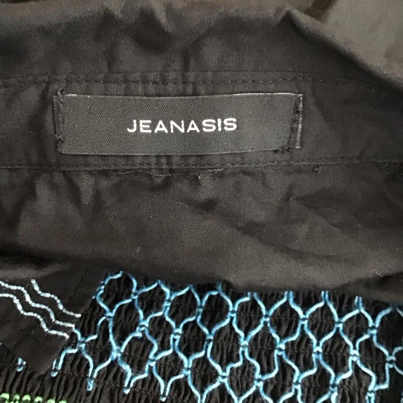 ジーナシス JEANASIS カットソー 半袖 JS063729MC シャーリングシャツ FREE 刺繍 黒 / ブラック /  レディース USED 古着 中古 10109526
