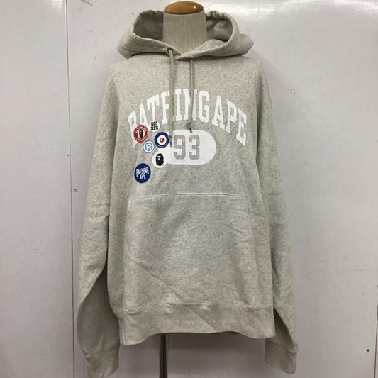 アベイシングエイプ A BATHING APE パーカー 長袖 長袖パーカー フード付きパーカー プリントスウェット トレーナー XL プリント 灰 / グレー /  メンズ USED 古着 中古 10124770