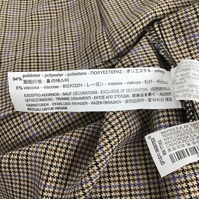ザラベーシック ZARA BASIC カットソー 長袖 3564 057 756 パールボタン XS チェック ベージュ / ベージュ / X 茶 / ブラウン / X 黒 / ブラック / X 紫 / パープル / レディース USED 古着 中古 10120396
