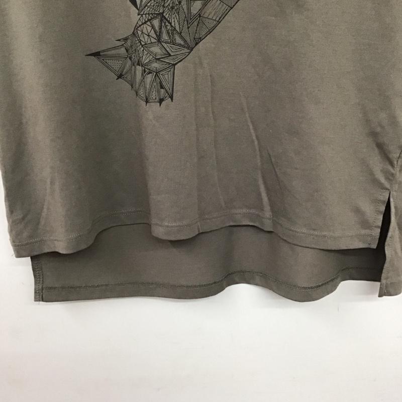 ミッシェル・クラン MICHEL KLEIN Tシャツ 半袖 半袖カットソー プリントTシャツ クルーネックカットソー 38 プリント 灰 / グレー / レディース USED 古着 中古 10136752