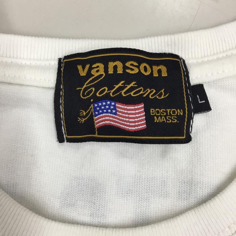 ヴァンソン VANSON Tシャツ 半袖 バックプリント 刺繍 L ロゴ、文字 白 / ホワイト / メンズ USED 古着 中古 10111388