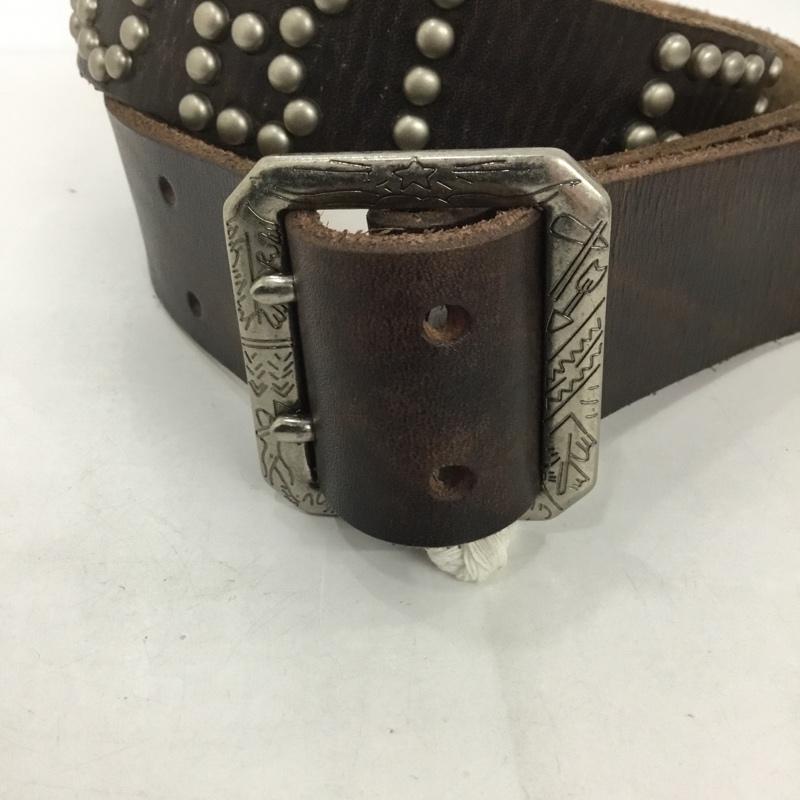 ダブルアールエル RRL ベルト・バックル ベルト レザーベルト 38 スタッズ 茶 / ブラウン / メンズ USED 古着 中古 10127790