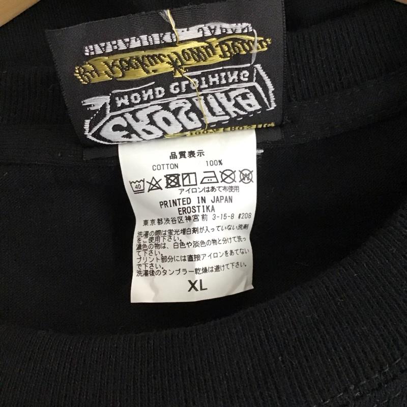 エロスティカ EROSTiKA Tシャツ 半袖 クルーネック コットン XL プリント 黒 / ブラック / メンズ USED 古着 中古 10123378