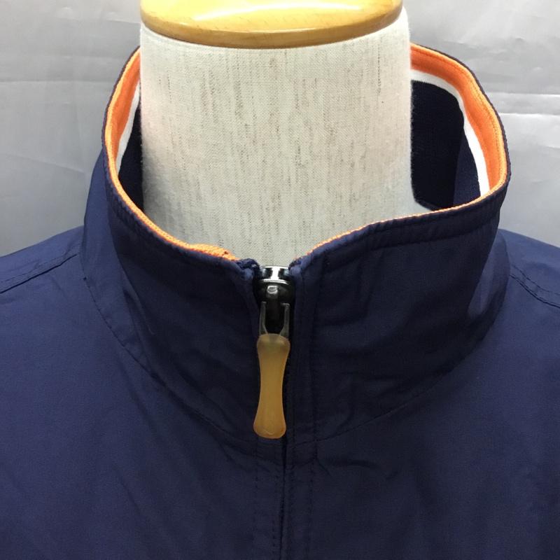 リーボック Reebok ジャケット、上着 ジャンパー、ブルゾン ジップアップジャケット ナイロンジャケット スポーツウェア L ロゴ、文字 紺 / ネイビー / X 橙 / オレンジ / メンズ USED 古着 中古 10111000