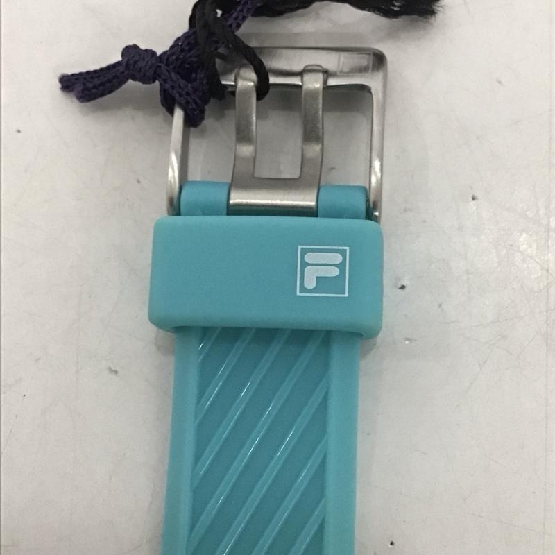 フィラ FILA 腕時計 デジタル 38-163 ロゴ、文字 黒 / ブラック / X 水色 / ライトブルー / メンズ USED 古着 中古 10135250