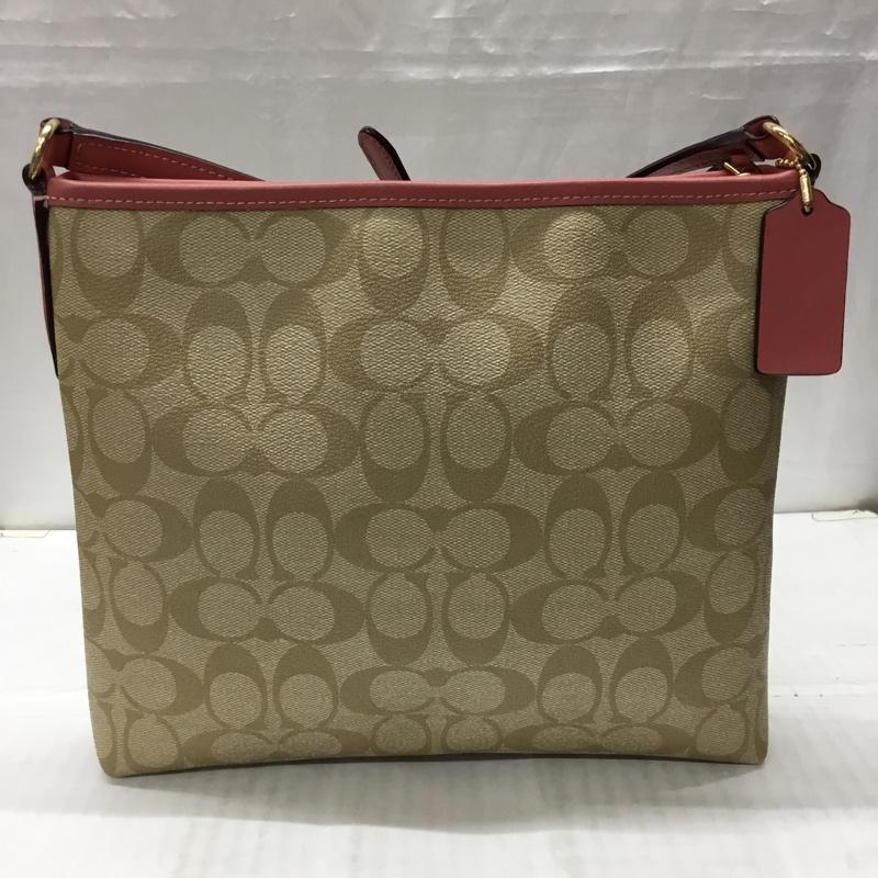 コーチ COACH ショルダーバッグ ショルダーバッグ F29210 シグネチャー ロゴ、文字 ベージュ / ベージュ / X 桃 / ピンク / レディース USED 古着 中古 10115577