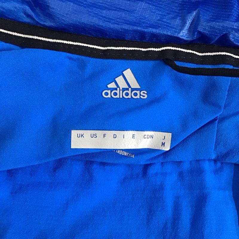 アディダス adidas パーカー 長袖 dq1493 AGRAVICHOODEDALPHASHIELD ジップアップパーカー スポーツウェア M ロゴ、文字 青 / ブルー / メンズ USED 古着 中古 10124726
