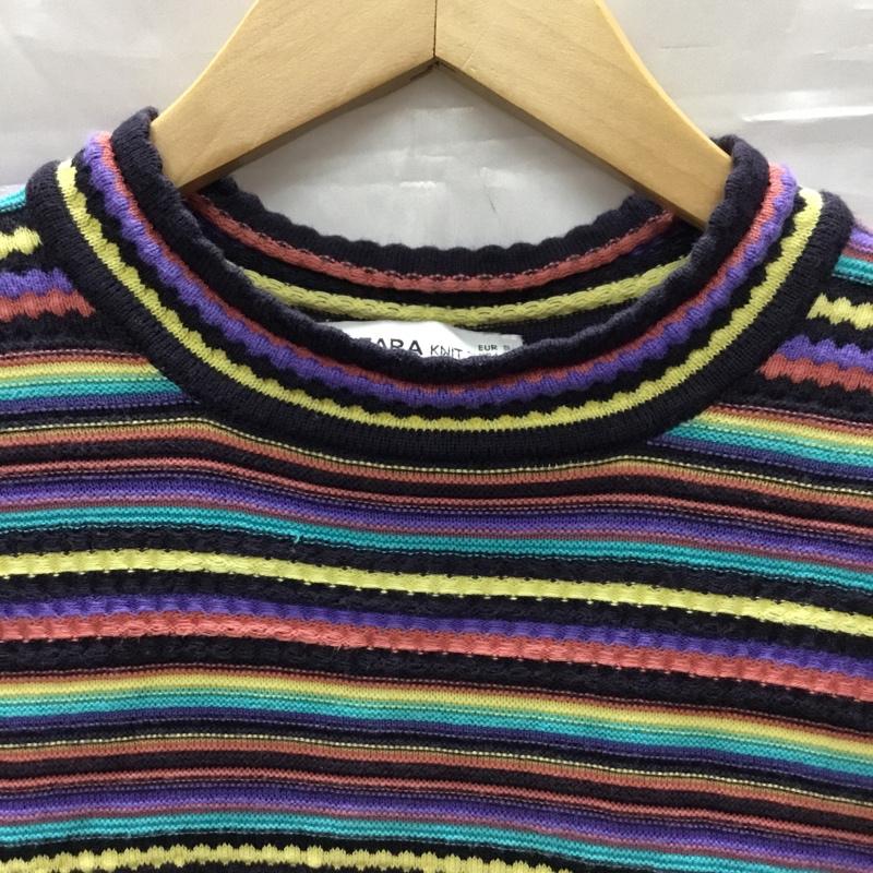 ザラ ZARA ニット、セーター 半袖 S ボーダー柄 マルチカラー / マルチカラー /  レディース USED 古着 中古 10110745