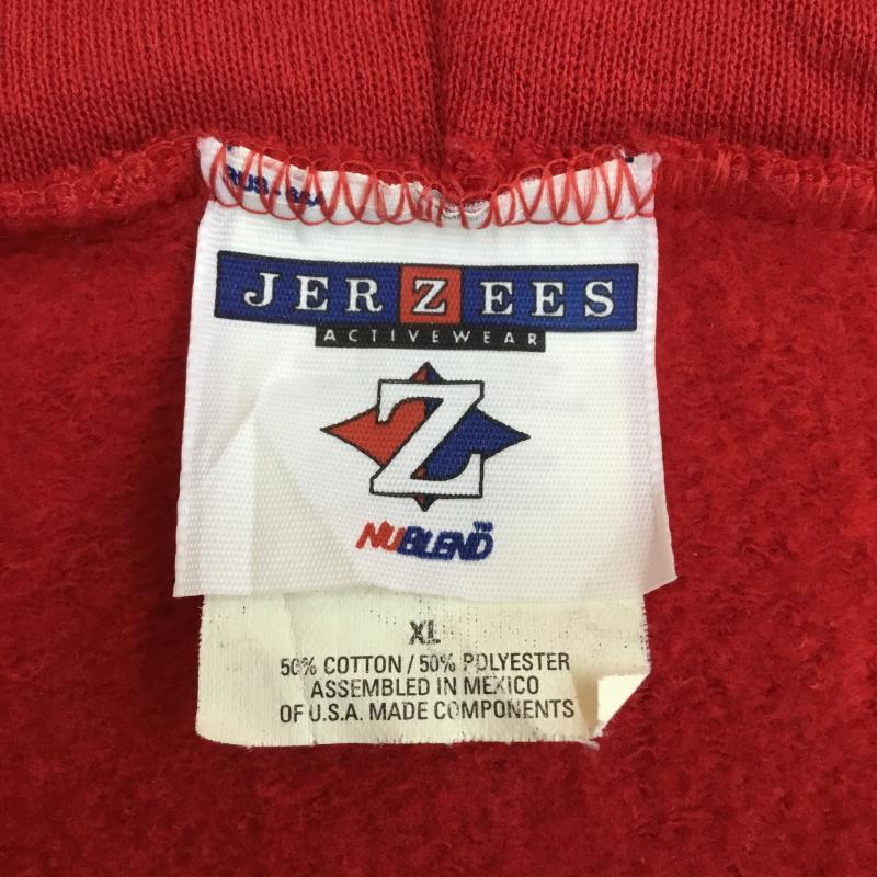 ジャージーズ JERZEES パーカー 長袖 ジップパーカー XL ロゴ、文字 赤 / レッド / メンズ USED 古着 中古 10136210
