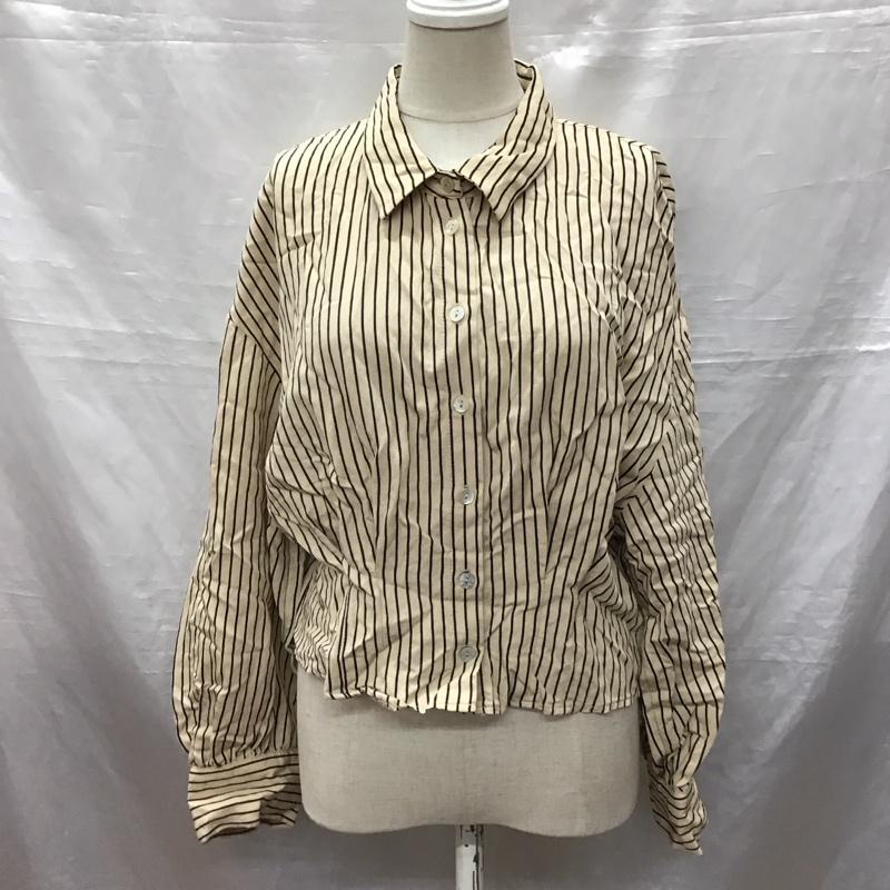 ザラ ZARA シャツ、ブラウス 長袖 クロップド丈 S ストライプ ベージュ / ベージュ / X 黒 / ブラック / レディース USED 古着 中古 10123505
