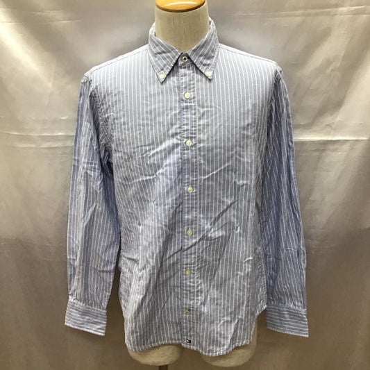 トミーヒルフィガー TOMMY HILFIGER シャツ、ブラウス 長袖 長袖シャツ カラーシャツ ストライプシャツ 長袖カットソー ボタンダウンシャツ リバーシブル M ストライプ 水色 / ライトブルー / X 白 / ホワイト /  メンズ USED 古着 中古 10111710
