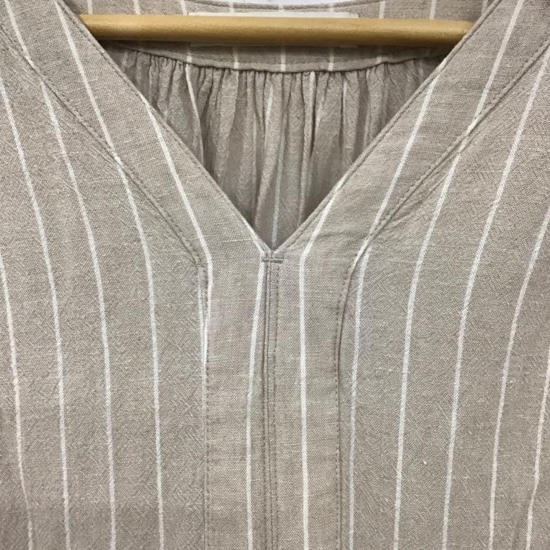 アメリカンホリック AMERICAN HOLIC チュニック 半袖 HA12L0G0190 スキッパーリネンブレンドポンチョチュニック FREE ストライプ ベージュ / ベージュ / レディース USED 古着 中古 10129230