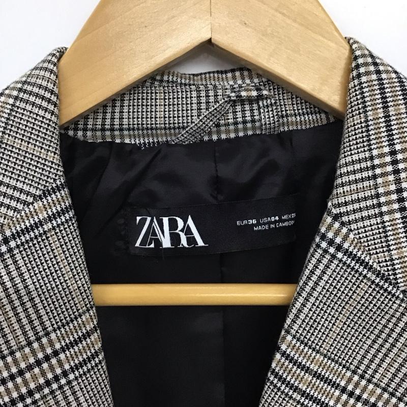 ザラ ZARA ジャケット、上着 ジャケット、ブレザー 36 チェック 灰 / グレー / レディース USED 古着 中古 10133882