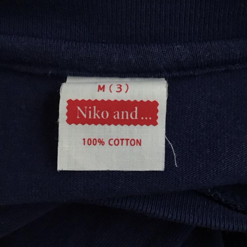 ニコアンド niko and... Tシャツ 長袖 M プリント 紺 / ネイビー / レディース USED 古着 中古 10122207