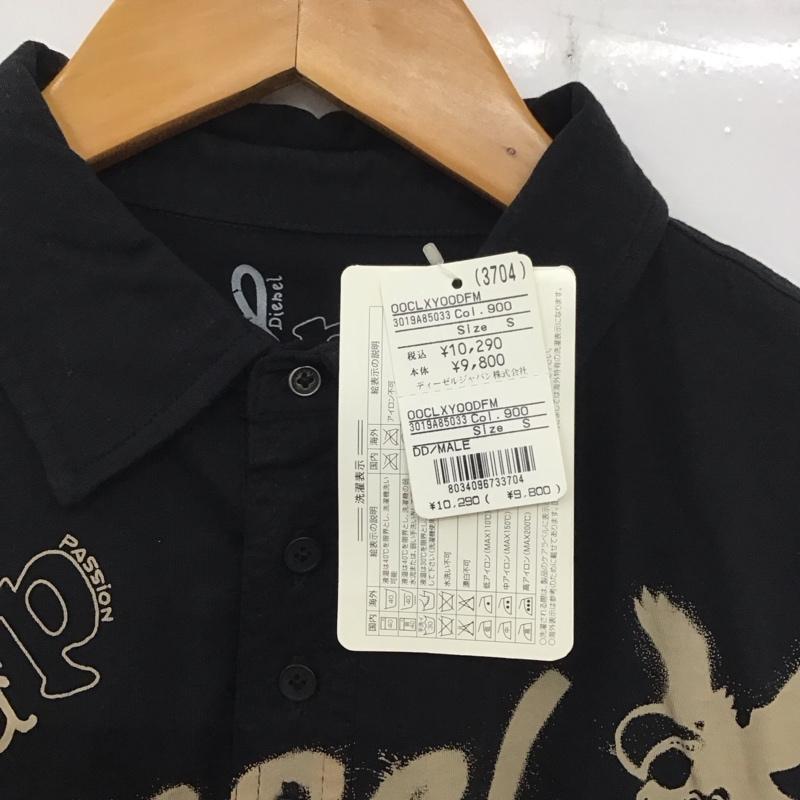 ディーゼル DIESEL ポロシャツ 半袖 S プリント 黒 / ブラック / メンズ USED 古着 中古 10138216