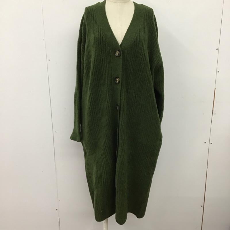 ローリーズファーム LOWRYS FARM カーディガン 長袖 長袖カーディガン 長袖カットソー ノーカラージャケット 前開カーディガン FREE 無地 カーキ / カーキ / レディース USED 古着 中古 10123698