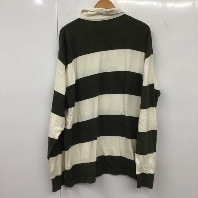パタゴニア patagonia ポロシャツ 長袖 長袖ポロシャツ 長袖カットソー ラガーシャツ 90s usa製 XL ボーダー柄 白 / ホワイト / X カーキ / カーキ / メンズ USED 古着 中古 10134697