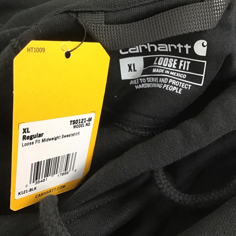 カーハート Carhartt トレーナー 長袖 ts0121-m MIDWEIGHTHOODEDSWEATSHIRT 長袖パーカー プルオーバー XL 無地 黒 / ブラック / メンズ USED 古着 中古 10112526