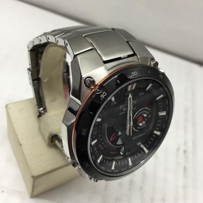 カシオ CASIO 腕時計 アナログ(クォーツ式) EQW-A1000 EDIFICE ソーラー電波 箱有 ロゴ、文字 銀 / シルバー / X 黒 / ブラック / メンズ USED 古着 中古 10106514