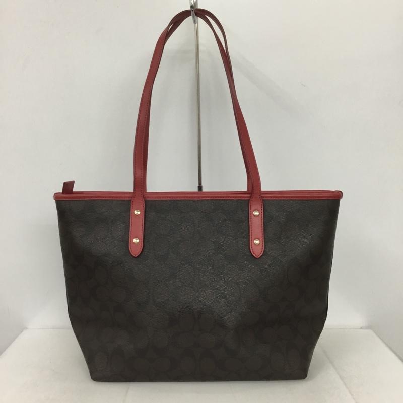 コーチ COACH トートバッグ トートバッグ F58292 ロゴ、文字 茶 / ブラウン / X 赤 / レッド / レディース USED 古着 中古 10131946